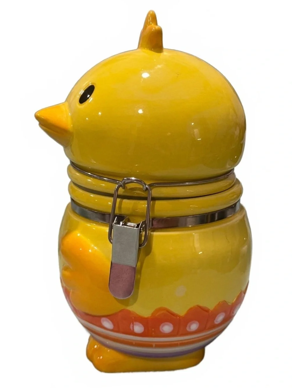 Ceramic Yellow Baby Chick Boston Warehouse Hinged Locking Lid Canister/Jar